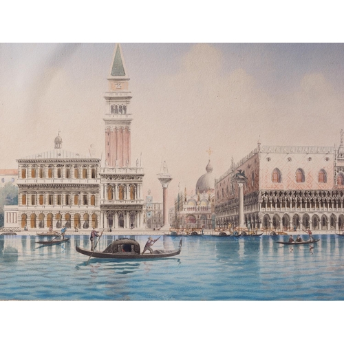 485 - U Organia: a 19th century watercolour view of the Doges Palace Venice, 10 3/4