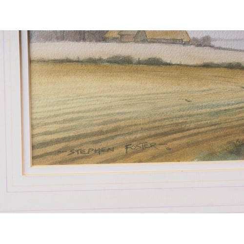 495 - Stephen Foster: a pair of watercolours, autumn and winter landscapes with elm trees, 10 1/2