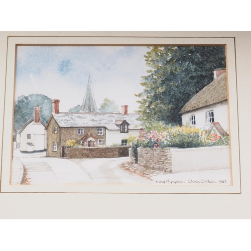 497 - Chris Wilson: watercolour study, Kings Nympton and a watercolour of a cottage, in strip frames