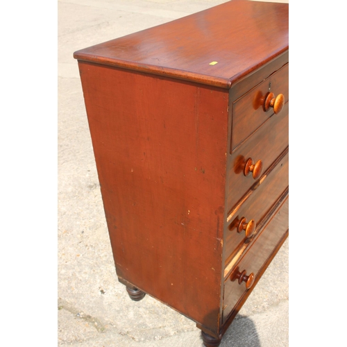 546 - A late 19th century mahogany chest of two short and three long drawers graduated drawers with knob h... 