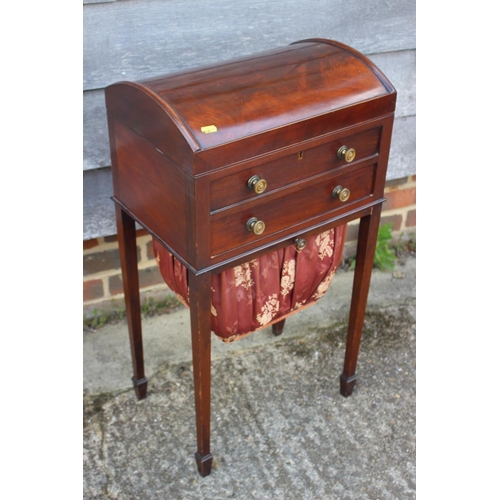 548 - A late 19th century mahogany dome top work table, fitted one drawer and well, on square taper suppor... 