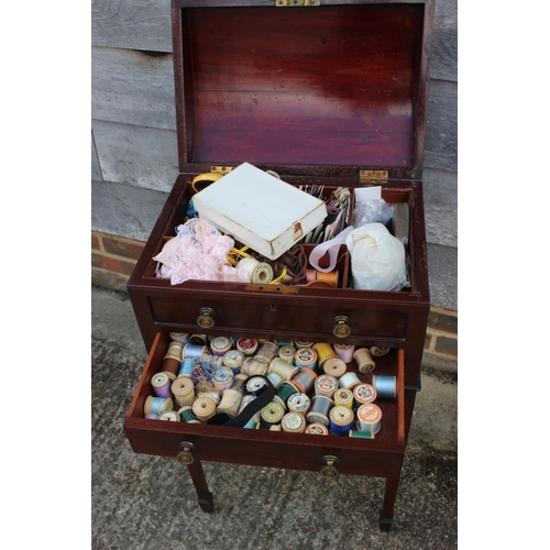 548 - A late 19th century mahogany dome top work table, fitted one drawer and well, on square taper suppor... 