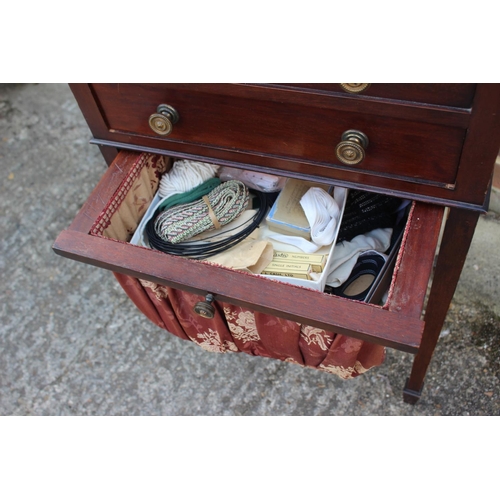 548 - A late 19th century mahogany dome top work table, fitted one drawer and well, on square taper suppor... 