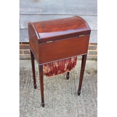 548 - A late 19th century mahogany dome top work table, fitted one drawer and well, on square taper suppor... 