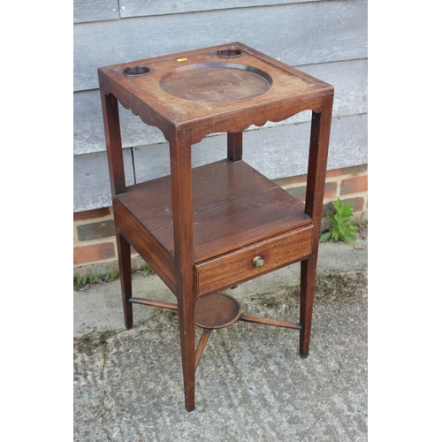 550 - A 19th century mahogany washstand, fitted one drawer, on square taper supports, 15