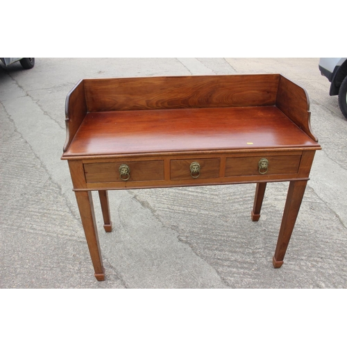 580 - A 19th century Scandinavian mahogany tray top washstand, fitted two drawers, on square taper support... 