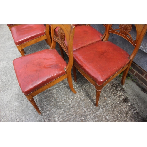 583 - A set of eight 19th century Scandinavian fruitwood and ash anthemion carved bar back standard dining... 