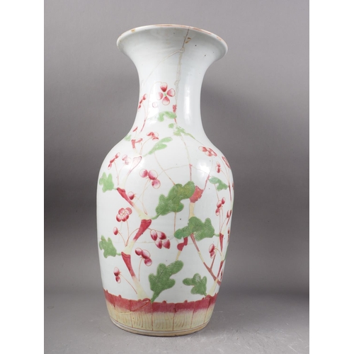 116 - A Chinese bulbous bottle neck vase with flower and bird decoration, 9