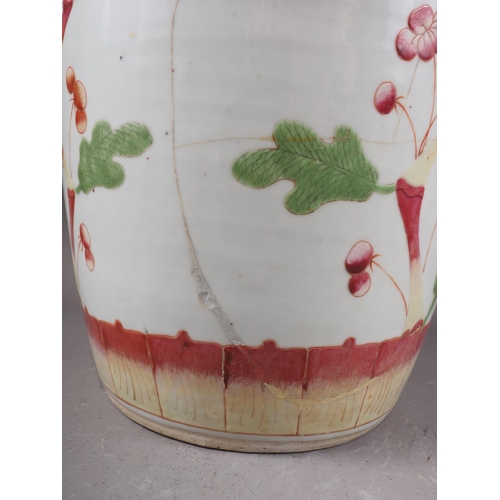 116 - A Chinese bulbous bottle neck vase with flower and bird decoration, 9