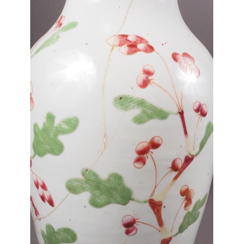 116 - A Chinese bulbous bottle neck vase with flower and bird decoration, 9