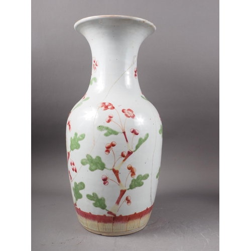 116 - A Chinese bulbous bottle neck vase with flower and bird decoration, 9