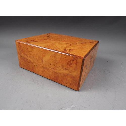 177 - A Lancel of Paris burr walnut humidor, 9 3/4