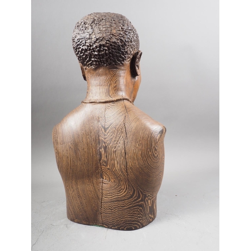 190 - An African carved hardwood bust of a man, 15