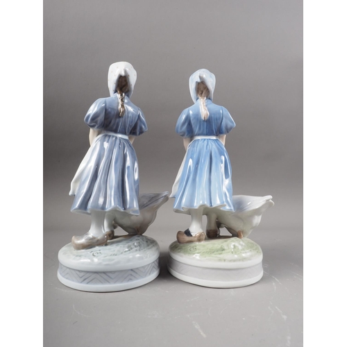 20 - Two Royal Copenhagen figures, girls with goose (527)