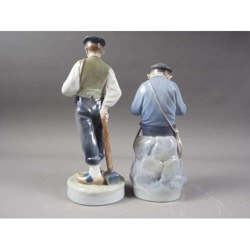 22 - Two Royal Copenhagen figures, shepherd boy (620) and boy cutting a stick (905)