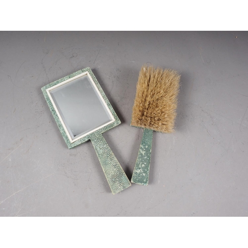 247 - An Art Deco shagreen toilet mirror and brush set