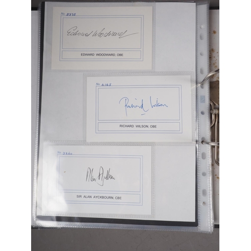 269 - A collection of approximately sixty autographs, mostly theatrical, including Sir John Gielgud, Sir D... 