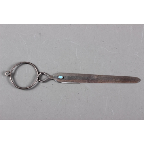 301 - A Stuart Clifford & Co silver letter opener, inset turquoise cabochon, 6 1/2