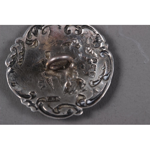 308 - A set of six Levi and Salaman silver buttons with embossed figure decoration