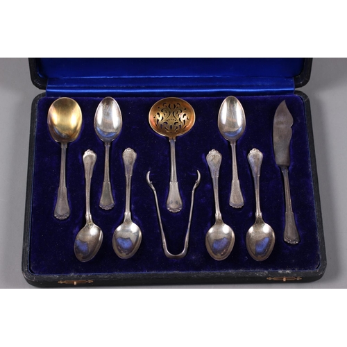 311 - An American silver ten-piece fruit/dessert set, in fitted case, 6.4oz troy approx