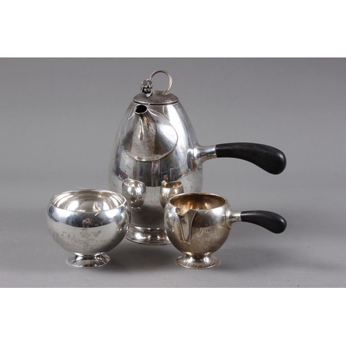 340 - A Danish silver three-piece teaset, 17.1oz troy approx