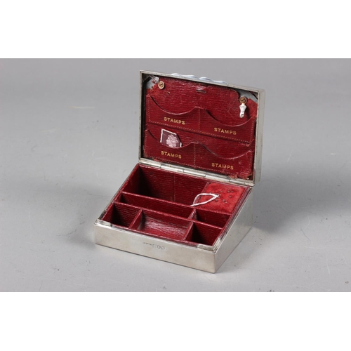 349 - A silver stamp box with red leather interior