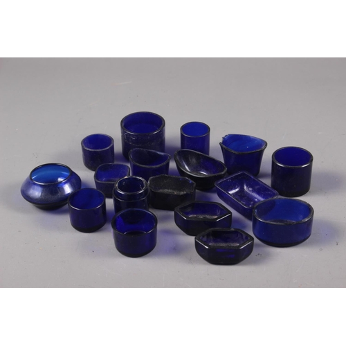 356 - A quantity of blue glass liners of various shapes and sizes