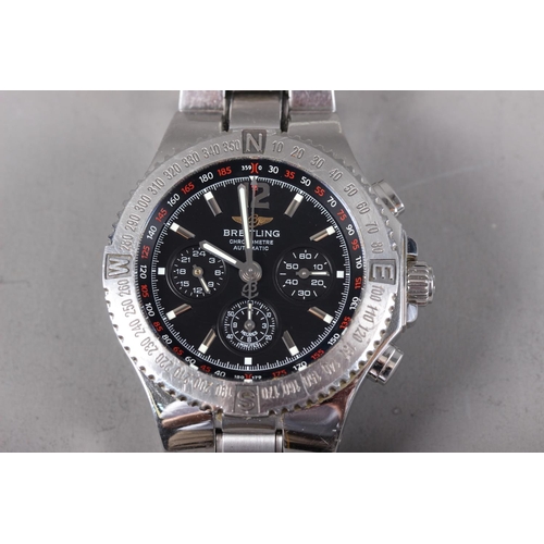 392 - A Breitling Chronometer Automatic wristwatch with stainless steel case and strap, black enamel dial,... 