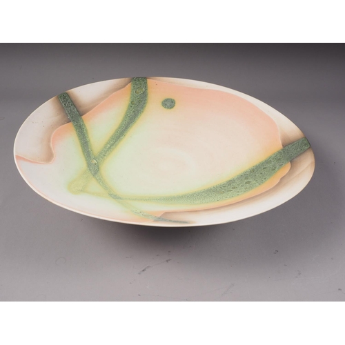 4 - Suzanne Bergen: a studio pottery shallow bowl, 13 1/2