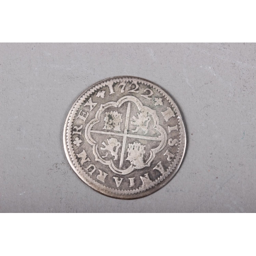 419 - A Spanish silver 2-real coin, dated 1722