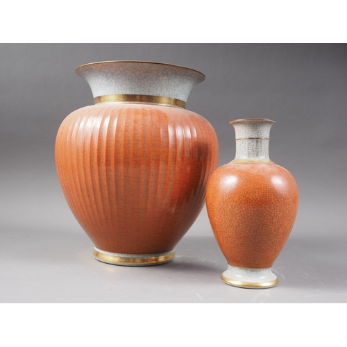 42 - A Royal Copenhagen orange crackle glazed vase (212/3032), 7