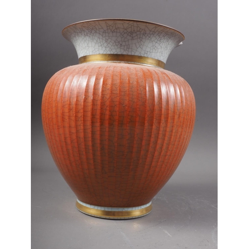 42 - A Royal Copenhagen orange crackle glazed vase (212/3032), 7