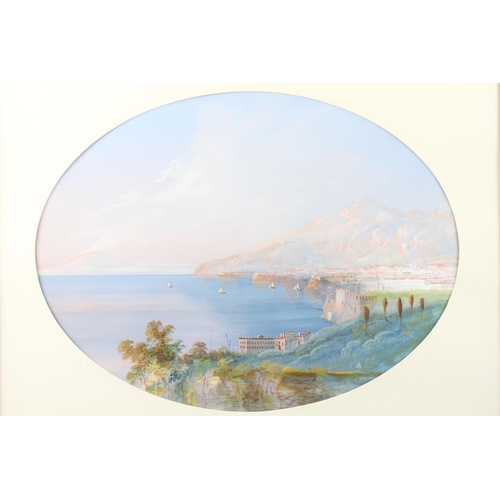 494 - A pair of early 19th century Italian gouache studies, views of Capri and Naples, 11 1/2