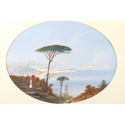 494 - A pair of early 19th century Italian gouache studies, views of Capri and Naples, 11 1/2