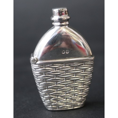 288 - A Victorian novelty silver vesta case, formed as a spirit flask in wicker basket, Adie & Lovekin... 