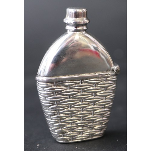 288 - A Victorian novelty silver vesta case, formed as a spirit flask in wicker basket, Adie & Lovekin... 