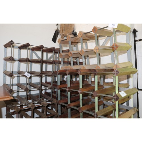 728 - Four 12-bottle wine racks and an 8-bottle wine rack