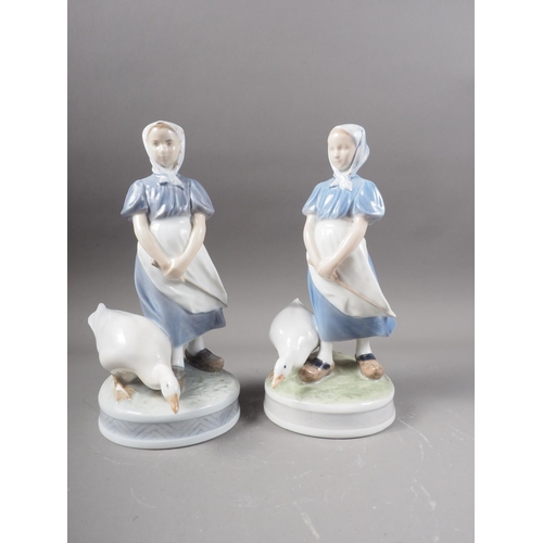 8 - Two Royal Copenhagen figures, girls with goose (527)