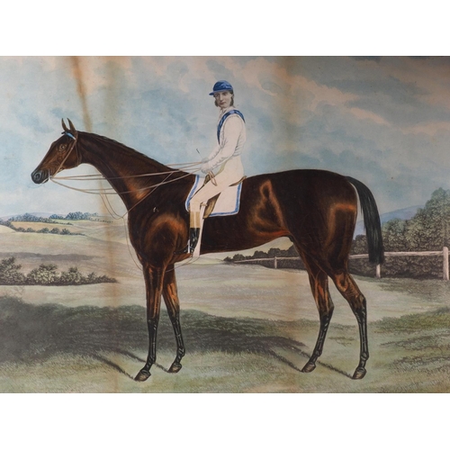 439 - Two 19th century hand coloured engravings, horse and jockeys, 