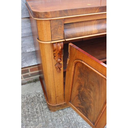 519 - A 19th century mahogany mirror back sideboard/chiffonier, fitted one drawer over cupboards enclosed ... 