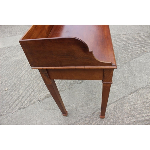 547 - A 19th century Scandinavian mahogany tray top washstand, fitted two drawers, on square taper support... 