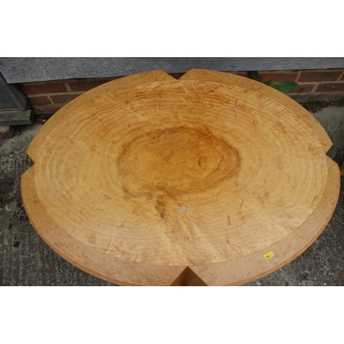 661 - Rufus Wixon: a light oak oval shape top table, on tapering supports, dated 30-4-1994, 36