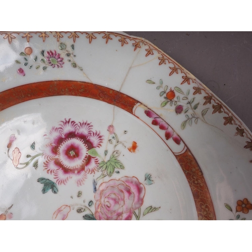 75 - A pair of contemporary Chinese vases, a famille rose shaped edge plate and other items (damages)