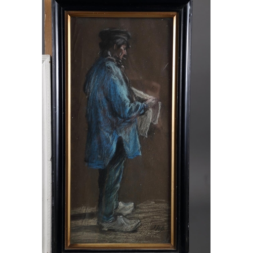 452 - A David Shepherd coloured print of a locomotive, in gilt frame, a pastel picture of a man reading a ... 