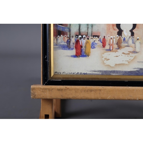 472 - Hans Hansen: watercolours, Arab bazaar scene, 6 1/4