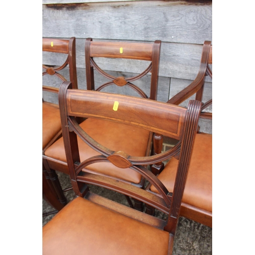 554 - A set of eight 19th century mahogany and satinwood banded 'X' shape bar back dining chairs with drop... 