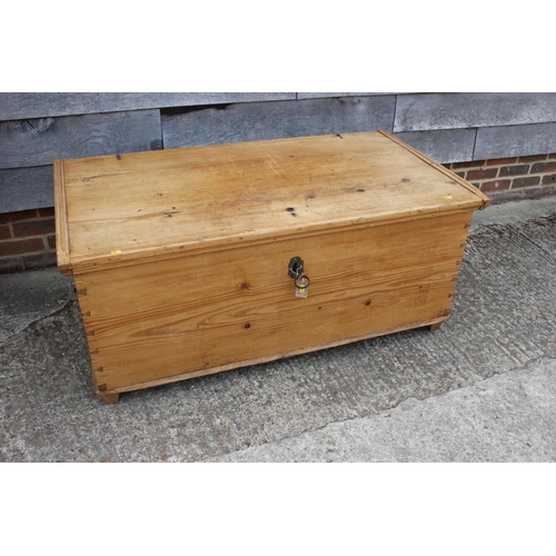 691 - A 19th century Continental Hanseatic pine blanket box with fitted interior, original steel lock and ... 