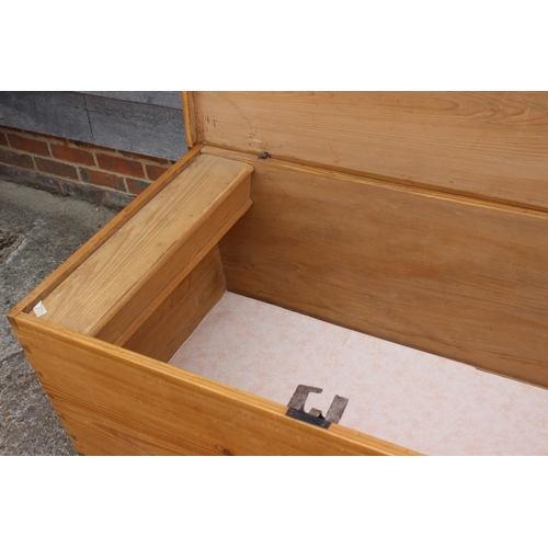 691 - A 19th century Continental Hanseatic pine blanket box with fitted interior, original steel lock and ... 