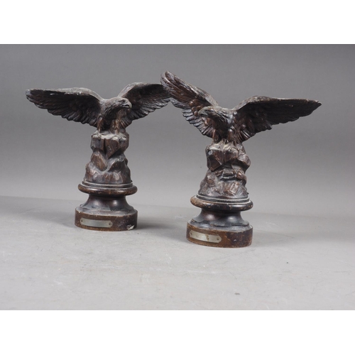 115 - A pair of bronzed model eagles, on circular bases, 10