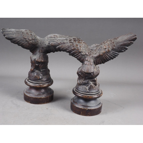 115 - A pair of bronzed model eagles, on circular bases, 10